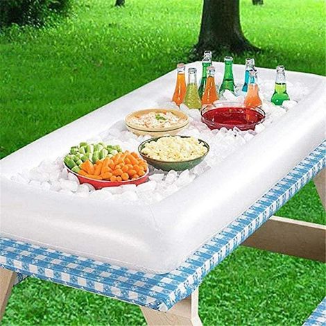 Aufblasbare Servierstangen, Salat- und Eiscreme-Servierplatten für Buffets, Getränkehalter, Kühlboxen, Zubehör für Grills, Picknicks, Pools sowie Partys im Innen- und Außenbereich, Kühlbox-Ablaufsyste (1/5)