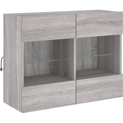 Mobile TV multimediale scaffale per televisione televisione buffet sala da pranzo soggiorno camera da letto a parete con luci a LED Sonoma 78,5 x 30 x 60,5 cm grigio 020028056