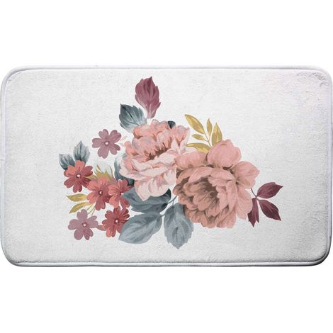 Tapis de bain antidérapant imprimé fleurs PASADENA (1/4)