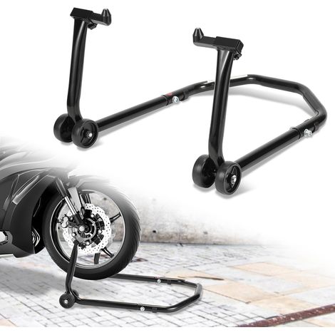 Randaco Motorradständer Frontheber in U-Form, Stahl, einstellbar 20–28 cm, für Wartung, Schwarz (1/5)