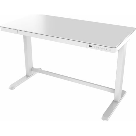 Escritorio orientable eléctricamente - Cristal blanco - 120x60 cm