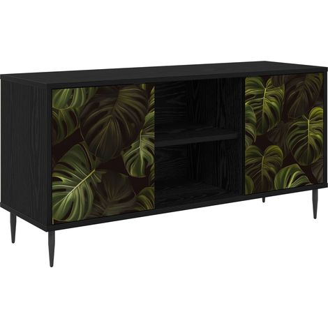 TV Cabinet ELBURG 102 x 33 x 51 cm Black Oak Engineered Wood vidaXL (1/5)