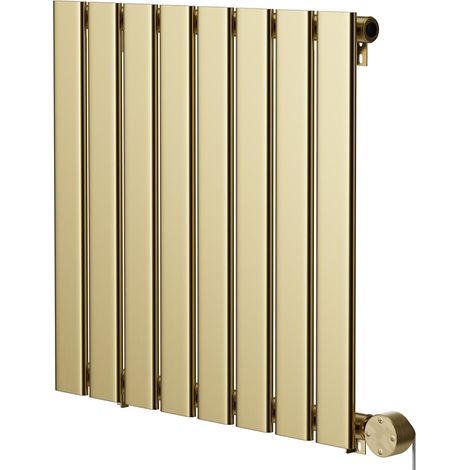 Hudson Colore Brushed Brass 600mm x 604mm Horizontal Digital Thermostatic Electric Single Panel Radiator (1/5)