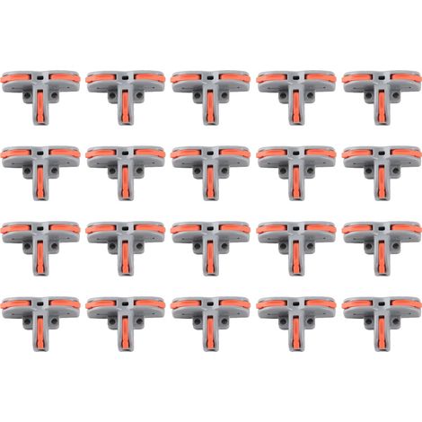 Lot de 20 connecteurs de câbles à bornier rapide, répartiteur de câbles à encliqueter en forme de T, modèle SPLT1 (gris) (1/5)
