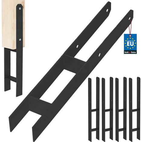 KOTARBAU® Kotarbau® Support de Poteau À Sceller - Support Poteau Bois en H 70x600 mm Lot de 4 - Pied de Poteau - Ancre Poteau Bois - Ancrage Poteau - Platine Poteau Bois - Acier Thermolaqué - Noir (1/5)