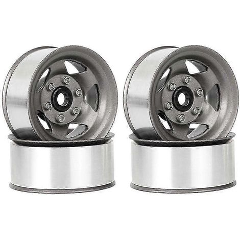 4 Stück 1,55" Metall-Beadlock-Felgen, 5-Speichen, für RC 1/10 D90 TF2 Tamiya CC01 LC70 MST, Grau (Grey)-JXLGV (1/5)