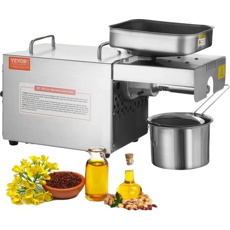 Machine à huile électrique, puissance de 700W, efficacité de 3,3 lbs/h, acier inoxydable durable