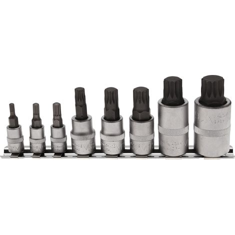 Bgs Technic – Jeu de 8 embouts XZN spline pour cliquet – M4, M5, M6, M8, M10, M12, M14, M16 – Acier chrome vanadium – Longueur 40-55mm - m14-m16