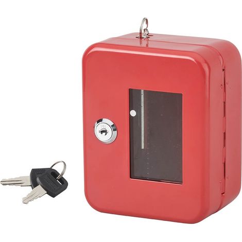 Cassetta per chiavi rossa con vetro e martelletto d'emergenza - 152X118X80MM - 2 Chiavi, Lockout Tagout LOTO - THIRARD