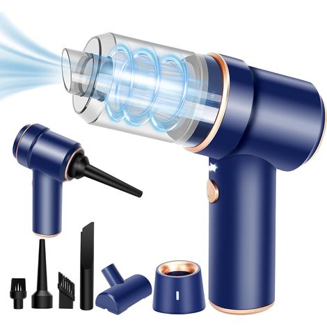 Mini-Handstaubsauger 8 kPa, leistungsstarker 120-W-Akku-Tastaturstaubsauger, 2-in-1-Tischstaubsauger und Staubabscheider mit LED-Licht und mehreren Düsen für Auto, Computer und Nähmaschine (1/4)