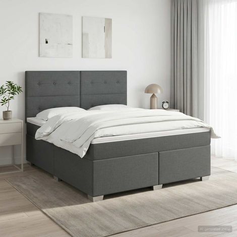 Cama box spring con colchón Gris oscuro 160 x 200 cm Tela (1/5)