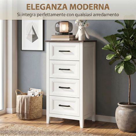 Meuble de rangement moderne 4 tiroirs, haute cassettière pour chambre et salon, design contemporain. (1/5)