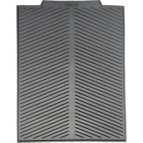 Tapis Égouttoir Vaisselle Silicone 43x33cm, Évacuation Eau Gris  Près de l'évier et sous l'égouttoir, réduit l'eau résiduelle, protège le plan de travail, antidérapant, facile à nettoyer (1/5)