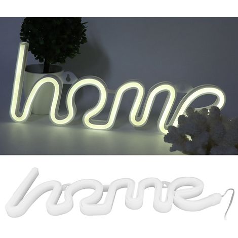 Lampe murale néon LED motif HOME unique, décoration pour demande en mariage, mariage, fête ou bar (blanc) (1/5)