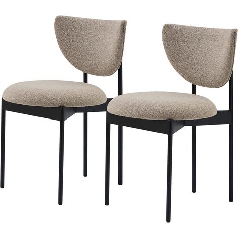 Lot de 2 chaises de salle à manger style scandinave, tissu kaki et cadre métal inoxydable, dimensions compactes 78x60x56 cm (1/5)
