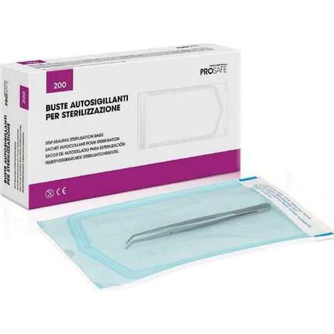 Confezione 200 buste autosigillanti 90x260 mm per sterilizzazione monouso (1/3)