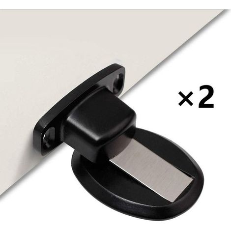 Topes de puerta magnéticos de metal - con accesorios - paquete de 2 - plateados (1/5)