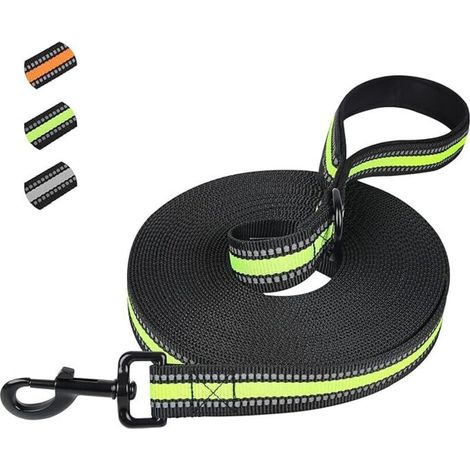 Guinzaglio resistente per cani di piccola, media e grande taglia - 1,2 m - Guinzaglio da addestramento con maniglia imbottita - Moschettone rinforzato e borsa portaoggetti - Grigio (1/4)