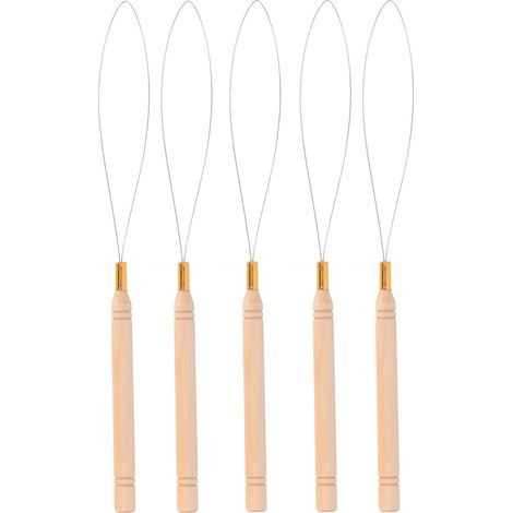 Set mit 5 Lockennadeln für Haarverlängerungen, rutschfester Haken mit Buchenholzgriff zum Tufting (1/5)