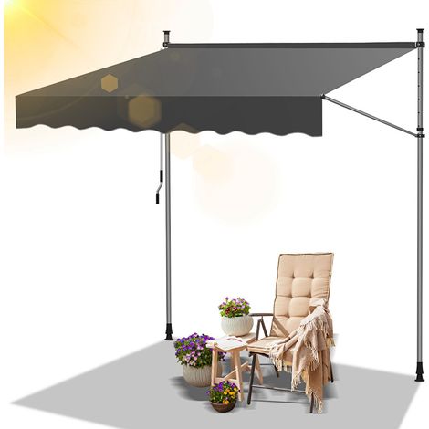 TolleTour Tenda da balcone grigio, 250x120 cm, regolabile, resistenza UV, ideale per esterni