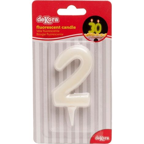Bougie chiffre 2 fluorescente - DeKora (1/2)