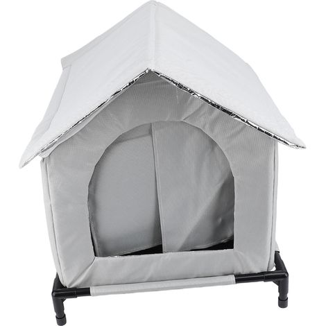 Niche d'extérieur pour chat, chaude, imperméable et résistante à la pluie, grand espace toutes saisons, tente fermée universelle isolée pour chat errant, grise (1/5)
