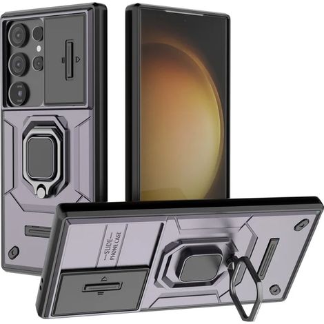 (Violet, Galaxy A55) Étui de téléphone magnétique avec support pour voiture et protection mate pour l'appareil photo.