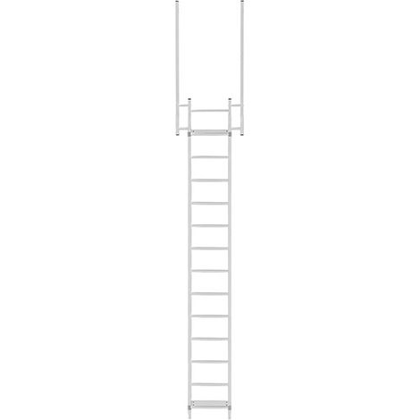 Scala fissa senza gabbia. Lunghezza 2.25m con uscita e 2 staffe di fissaggio a U - CS/FSC/225