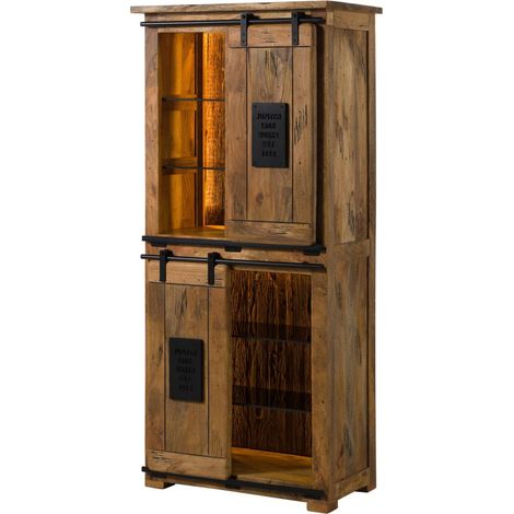 Armadio in legno di Mango / Legno riciclato 80x45x175 Laccato naturale RAILWAY LUX 116