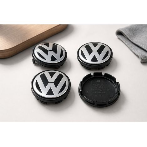 Set of 4 65mm aluminum and ABS center caps with VW logo for alloy wheels (private car) (1/5)
