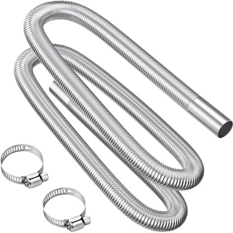 Exhaust Hose, 200cm Portable Flexible Stainless Steel Exhaust Hose with 2 Stainless Steel Clamps, Car Exhaust Pipe(25mm) for Car Diesel Heater (1/5)