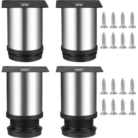 4 Pièces Pieds de Meubles Réglables, Pied de Table Reglable Hauteur Métal, Pieds pour Meubles Cuisine, Canapé, Armoires Table Acier Inoxydable - 5080 mm (1/5)
