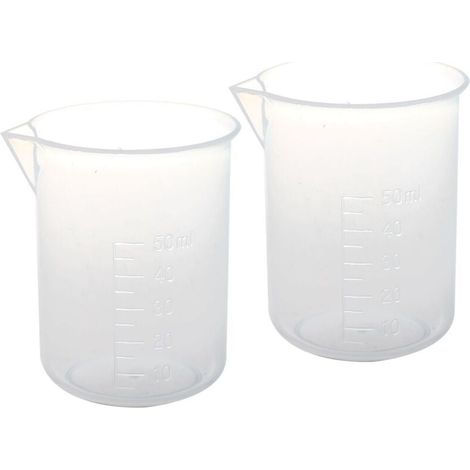 2 Pièces Tasse à Mesurer Transparente 50 Ml en Plastique pour Liquide de Laboratoire (1/4)