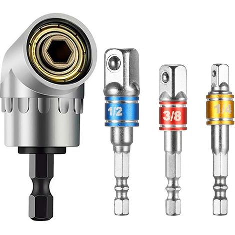 Adaptateur de perceuse à renvoi d'angle (105°) avec tige hexagonale outil d'extension pour bricolage domestique ou usage industriel (1/5)
