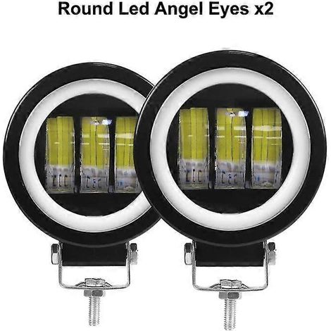 Barre lumineuse LED NLpearl 12V/24V tout-terrain 30W, projecteur de travail LED 5D, feu antibrouillard LED pour tracteur, 4x4, camion, bateau, quad, projecteur de travail rond en forme d'angle (2 pièc (1/5)
