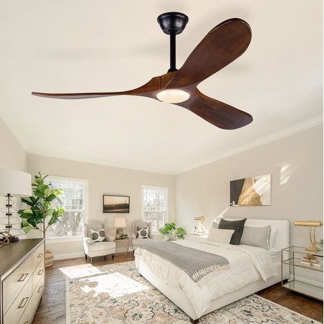 Deckenventilator mit Licht 52" 3 Flügel 3CCT schwarz und Holz HAVRYA (1/5)