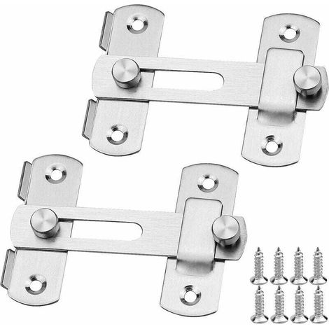Lot de 2 verrous de porte coulissante, verrous de porte en acier inoxydable avec vis, adaptés aux verrous de sécurité pour fenêtres, portails de jardin et portails de clôture. (1/4)