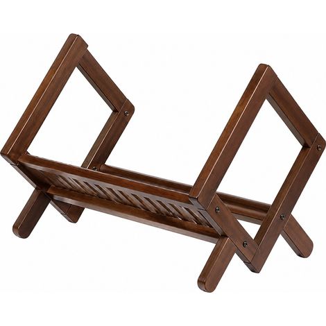 Étagère de bureau en bambou, organiseur multi-niveaux, coloris noyer, 33-50 cm, pour la maison ou le bureau. Petite étagère couleur noyer - 33 cm. (1/5)