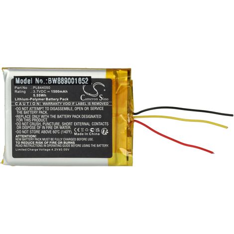 vhbw Batterie compatible avec HyperX Cloud Flight Wireless casque audio, écouteurs sans fil (1500mAh, 3,7V, Li-polymère)