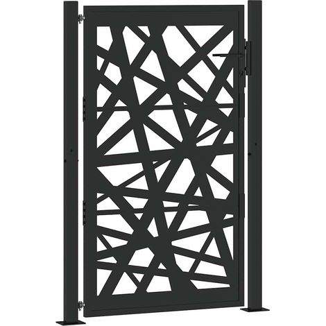 Vidaxl – Portail aluminium noir 100x150 cm – Acier galvanisé résistant à la corrosion – Design découpé au laser – Système de verrouillage sécurisé