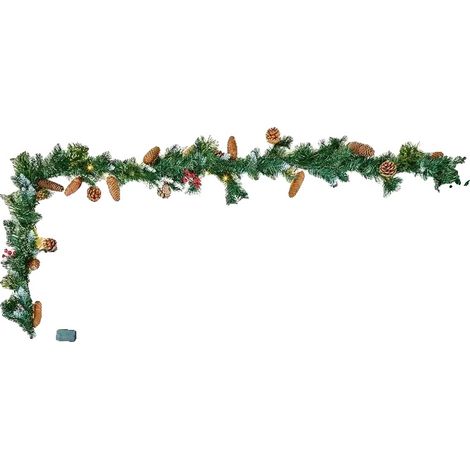 Guirnalda navideña, pino artificial con luces, adornos decorativos, verde (1/2)