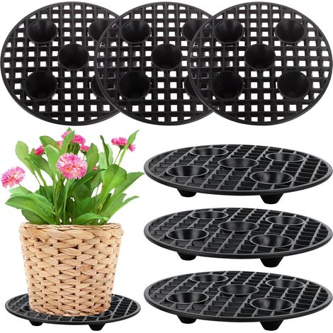 6 pcs élévateurs Pot Fleurs Maille Pad - Tapis Ronde De Drainage en Plastique pour Intérieur Terrasse Bonsai Extérieur Coupe Jardin (1/5)