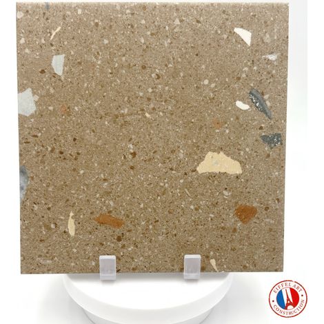 Aelle - Carrelage sol / mur effet terrazzo 80x80 cm Croccante-R Nuez - Vendu par boîte de 1.28 m² (1/5)