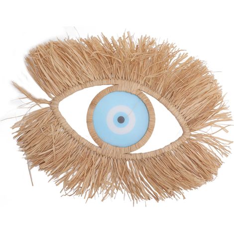 Tenture murale en osier tissé bleu ciel, décor résistant aux intempéries, élégant et vif, pour salon et chambre (1/5)