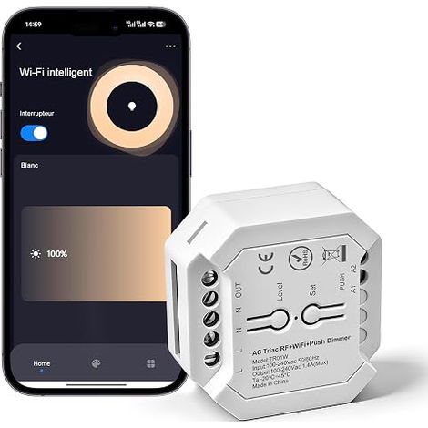 LED Light Dimmer Smart Switch  Wireless 2.4GHz WiFi TR01W for LED Lamp, Incandescent Lamp, Halogen (1/5)