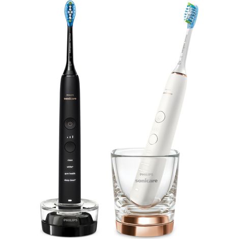 Philips Sonicare DiamondClean serie 9000 Sonicare Spazzolini Elettrici Sonici con App, confezione da 1 spazzolino bianco e 1 spazzolino nero HX9914/57 (1/5)