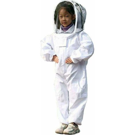 Abbigliamento da apicoltura, abbigliamento protettivo bianco da apicoltura per bambini - Cotone a maniche lunghe, protezione per bambini, taglia M 1,2 metri, altezza consigliata 80-130 cm. (1/4)