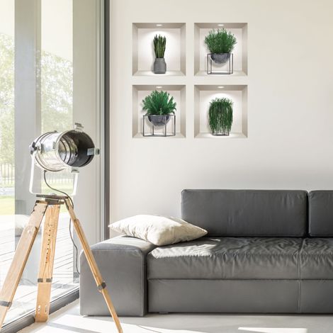 Stickers effet 3D plantes grasses 60 x 60 cm (1/4)