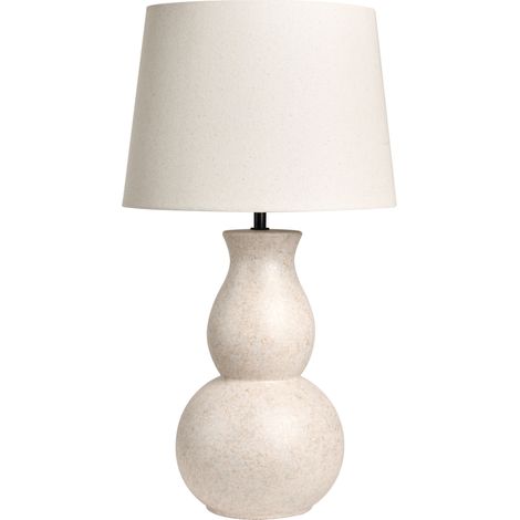 Lámpara de mesa estilo escandinavo base de cerámica pantalla de lino forma cilíndrica pintada beige claro Charges (1/5)