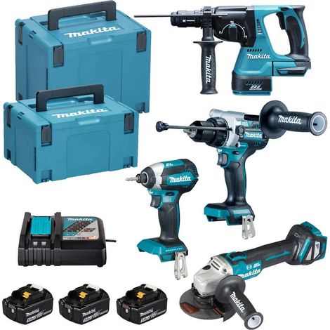 Makita DLX4192TJ Set avvitatori, tassellatore e smerigliatrice a batteria 18 V (1/5)